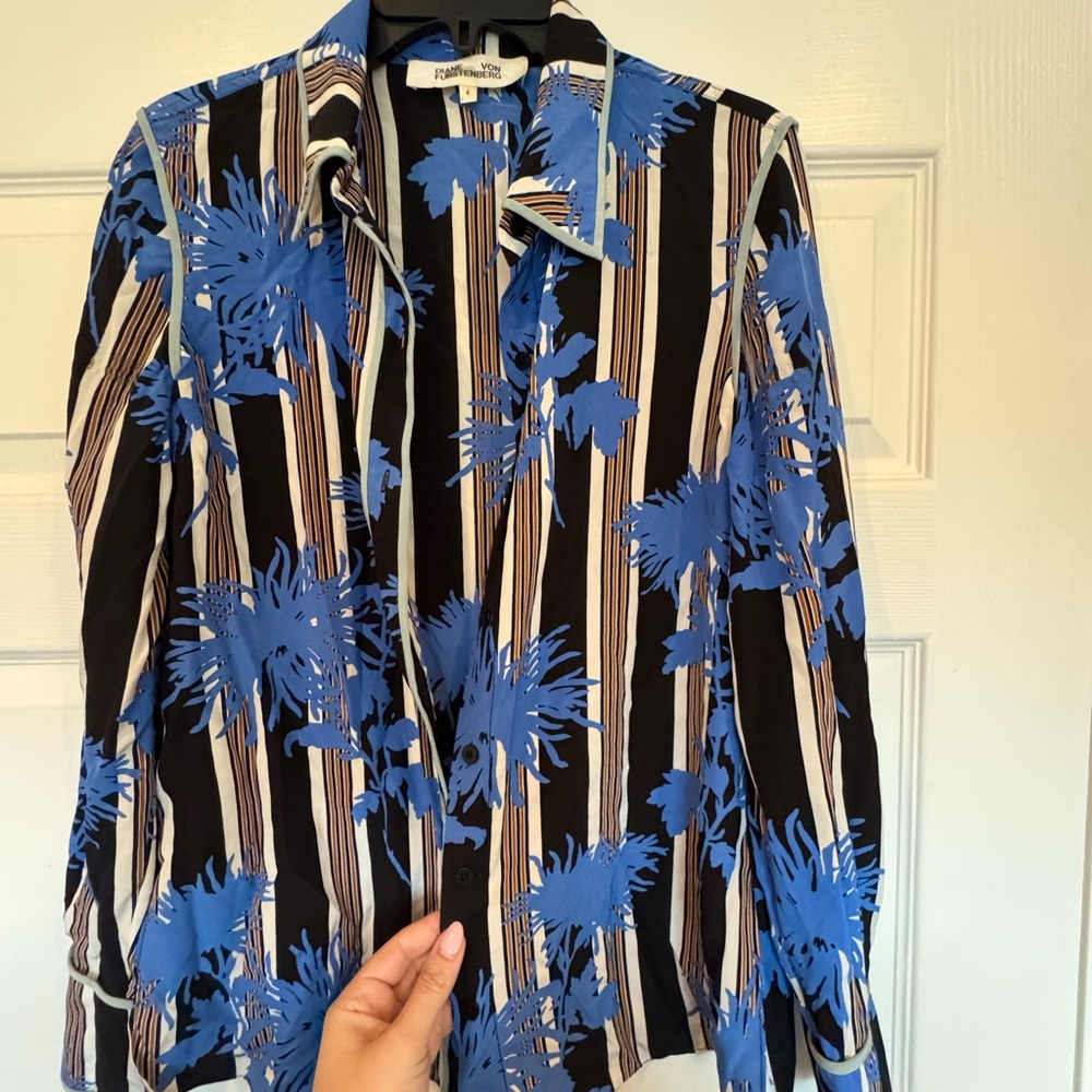 DVF striped silk blouse